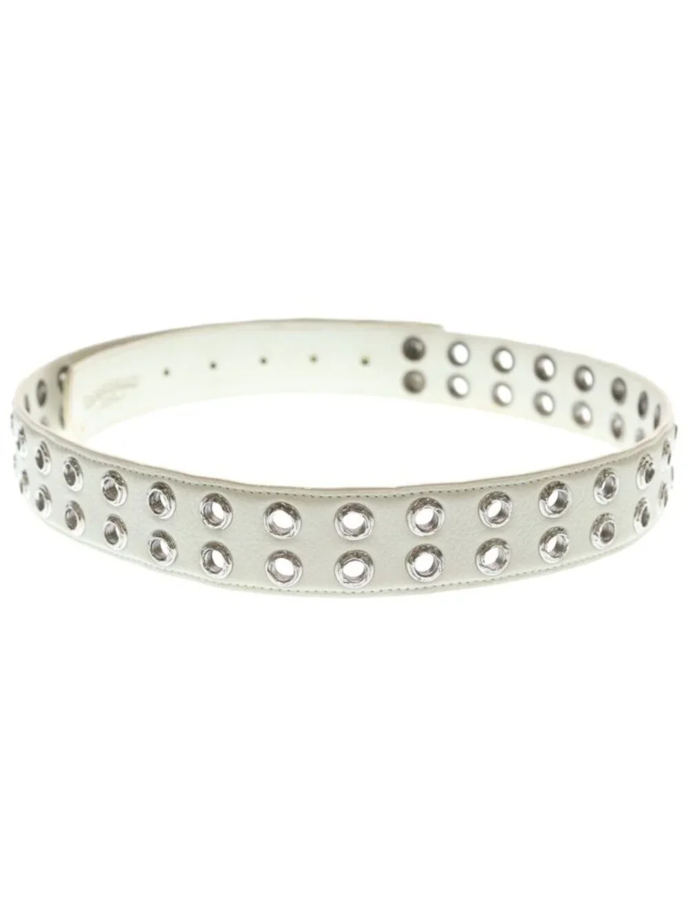 Chrome Hearts Strap Dbl Grommet Double Leather Belt White 34